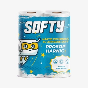 Prosop de bucatarie, 2 straturi, 11 m/rola (50 foi), 2 role/set, SOFTY