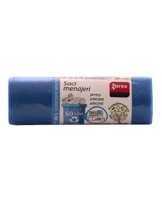 Saci menajeri 60 L, LDPE, 10 buc/rola, albastru, ZOREX