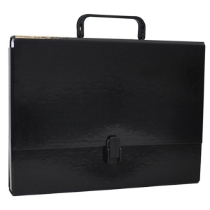 Servieta carton cu maner, 1 compartiment, negru, OFFICE PRODUCTS