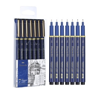 Set 7 bucati Liner Grafic (0.2, 0.25, 0.3, 0.35,0.4, 0.45, 0.5MM) DELI - Img 1