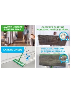 Set mop plat SWIFFER Dry + Wet, cu 3 rezerve umede + 8 rezerve uscate - Img 2