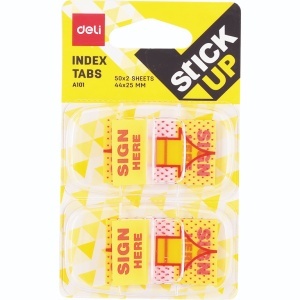 Stick index plastic, 44x25 mm, 2x50 file, DELI Sign Here