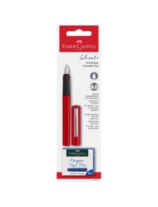 Stilou scolar FABER-CASTELL+ set 6 rezerve, rosu