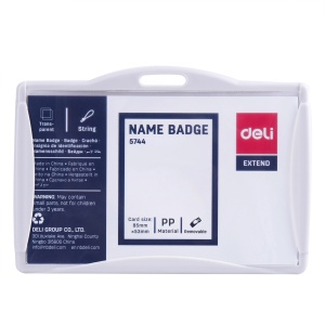 Suport carduri orizontal, cu clips si snur, 85x53 mm, 5744 DELI - Img 2