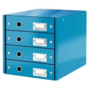 Suport cu sertare, carton, cu 4 sertare, albastru, LEITZ Click & Store WOW