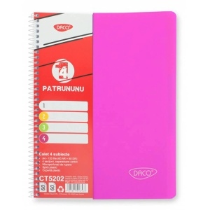 Caiet cu spirala A4, 120 file, 4 separatoare, coperta plastic, DACO - Img 5