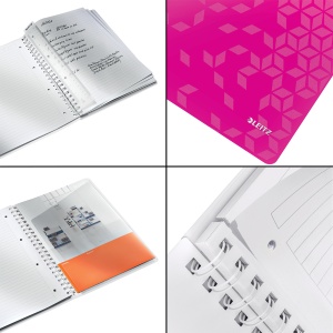 Caiet cu spirala A4, 80 file, dictando, roz, LEITZ WOW - Img 3