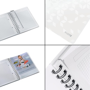 Caiet cu spirala A5, 80 file, matematica, alb, LEITZ WOW - Img 3