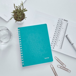 Caiet cu spirala A5, 80 file, matematica, turcoaz, LEITZ WOW - Img 4