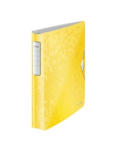 Caiet mecanic A4, 4 inele 30 mm, galben, Active SoftClick LEITZ WOW