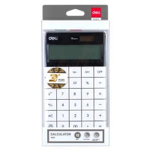 Calculator de birou cu 12 digiti, alb, DELI 1589 - Img 5
