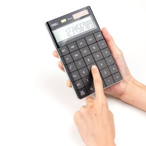 Calculator de birou cu 12 digiti, negru, DELI 1589 - Img 5