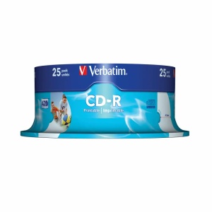 CD-R printabil CERBATIM, 52x, 700 MB, 25 buc/set