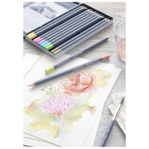 Creioane colorate acuarela FABER-CASTELL Goldfaber Aqua Pastel, 12 culori/set - Img 4