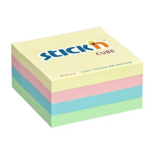 Cub notes autoadeziv 76x76 mm, 400 file pastel, STICK'N