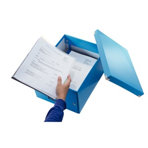 Cutie depozitare medie, 369x281x200 mm, carton, albastru, LEITZ Click&Store - Img 2