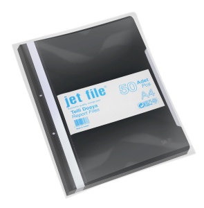 Dosar plastic cu sina si gauri, 50 buc/set, negru, JETFILE