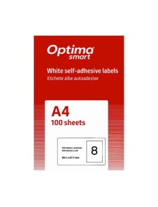 Etichete autoadezive albe, colturi rotunjite, 8/A4, 99.1x67.7mm 100 coli/top, OPTIMA - Img 1
