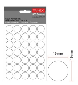 Etichete autoadezive rotunde, 19 mm, 350 buc/set, alb, TANEX - Img 2