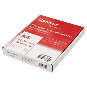 File protectie cristal, A4, 100 microni, 100 buc/set, OPTIMA Premium - Img 1