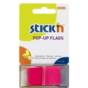 Film index autoadeziv 45x25 mm, 50 file/set, cu dispenser, magenta, STICK'N