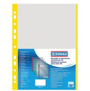 Folie protectie cu margine color, 40 microni, 100 buc/set, galben, DONAU