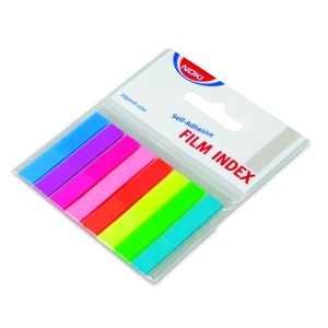 Index autoadeziv din plastic, 45x8 mm, 8 culori neon x 20 file/set, NOKI