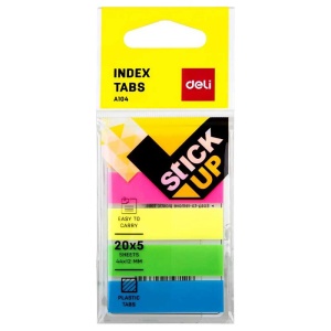 Index autoadeziv plastic 44x12 mm, 5 culori, DELI