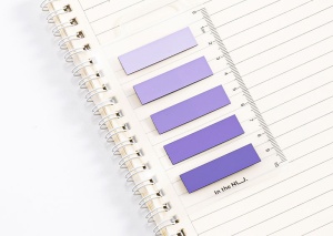 Index autoadeziv plastic 44x12 mm, 5 culori + rigla, violet, DELI NUSIGN - Img 3