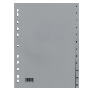 Index plastic numeric 1-12, A4, OPTIMA