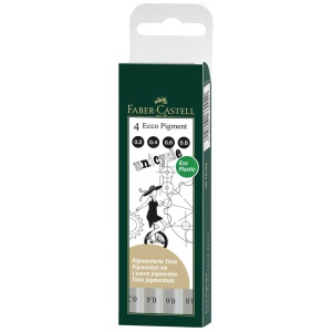Liner negru FABER-CASTELL Ecco Pigment, 4 buc/set