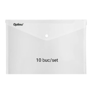 Mapa plastic, cu capsa, A5, transparent, 10 buc/set, OPTIMA