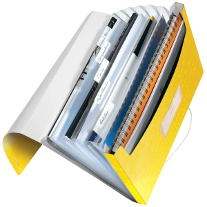 Mapa plastic cu elastic, 6 compartimente, A4, galben, LEITZ WOW - Img 2