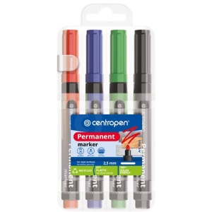 Marker permanent, varf rotund 2.5 mm, 4 buc/set, 8566 CENTROPEN
