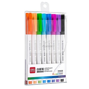 Marker whiteboard slim, varf rotund 1-2 mm, 8 buc/set, DELI