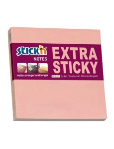 Notes adeziv extra-sticky 76x76 mm, 90 file, magenta, STICK'N Pastel