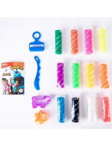 Plastilina 12 culori/set 160 g galetusa cu 4 forme modelaj, DELI - Img 4
