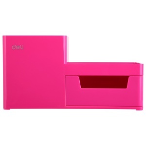 Suport accesorii birou, 4 compartimente, roz, DELI Rio - Img 4