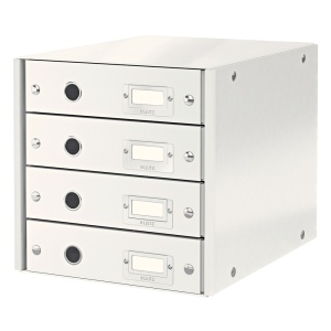 Suport cu sertare, carton, cu 4 sertare, alb, LEITZ Click & Store WOW