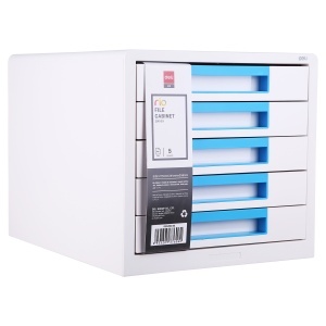 Suport cu sertare, plastic, cu 5 sertare, bleu, DELI Rio