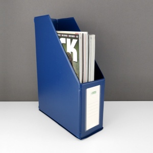 Suport vertical pentru cataloage, A4, carton laminat, 90mm, albastru, D.RECT - Img 2