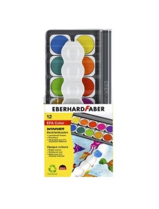 Acuarele 12 culori/set + tub de alb si paleta de culori, EBERHARD FABER