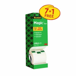 Banda adeziva invizibila Scotch Magic, 19mm x 33m, 8 role/set