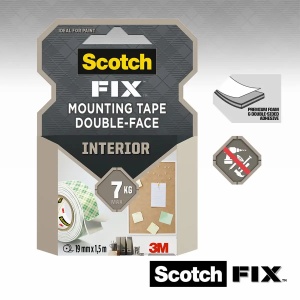 Banda dublu adeziva pentru montaj interior SCOTCH Fix 3M, 19 mm x 1.5 m - Img 3