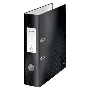 Biblioraft carton laminat, A4, 8 cm, negru, LEITZ WOW 180