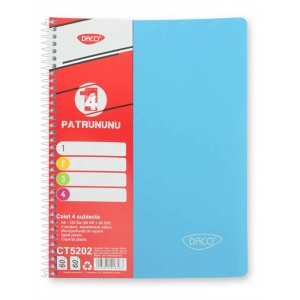 Caiet cu spirala A4, 120 file, 4 separatoare, coperta plastic, DACO - Img 2