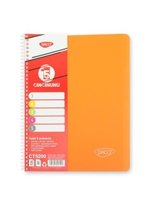 Caiet cu spirala A4, 200 file, 5 separatoare, coperta plastic, DACO - Img 3