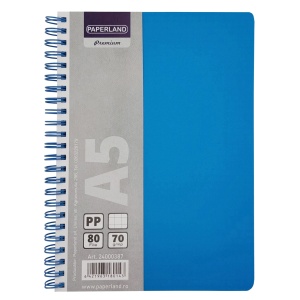 Caiet cu spirala A5, 80 file, coperta plastic, dictando, PAPERLAND