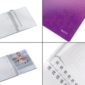 Caiet cu spirala A5, 80 file, dictando, mov, LEITZ WOW - Img 3