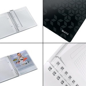 Caiet cu spirala A5, 80 file, matematica, negru, LEITZ WOW - Img 2